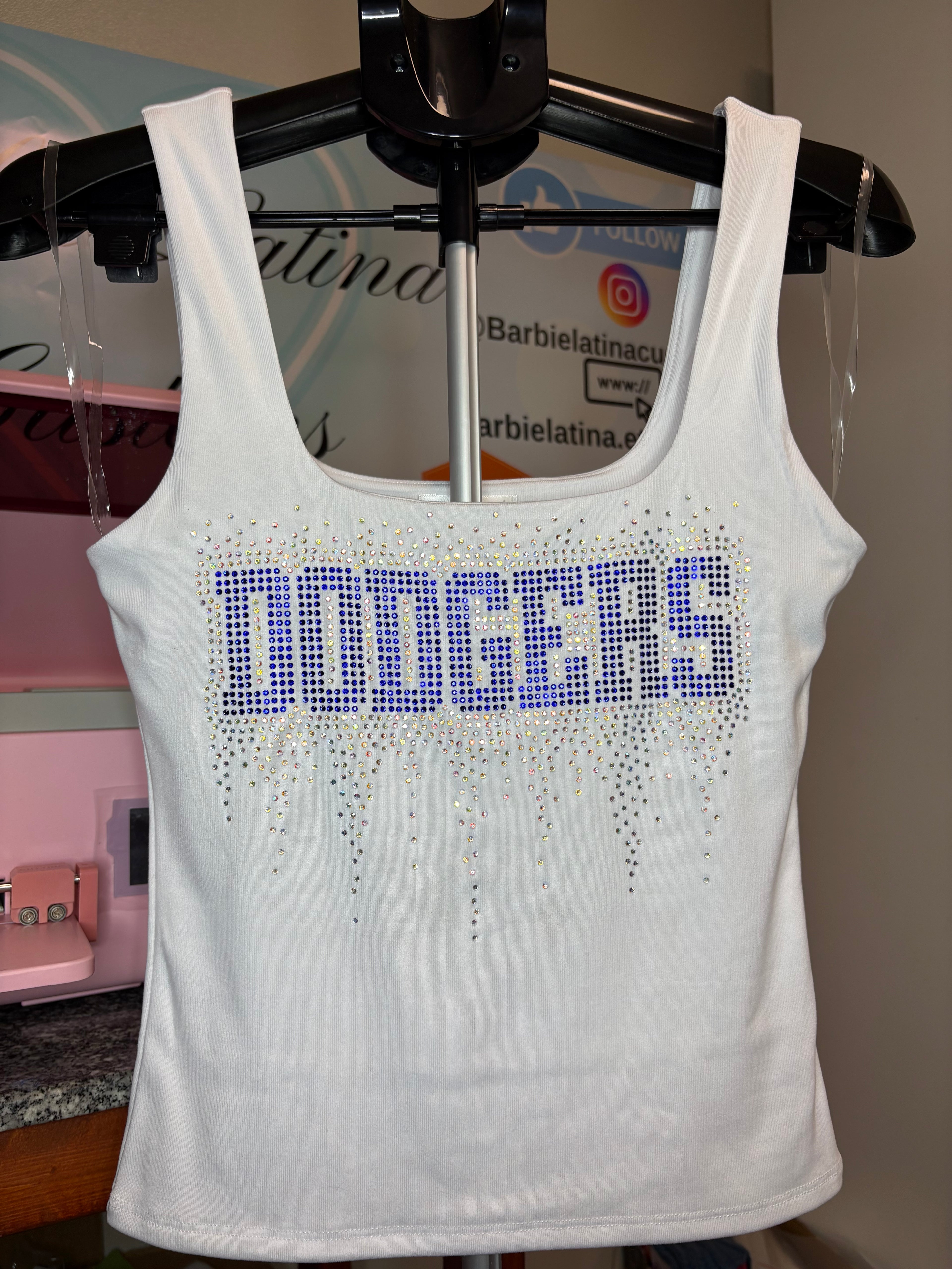Dodgers Drip Rhinestones Tank Top