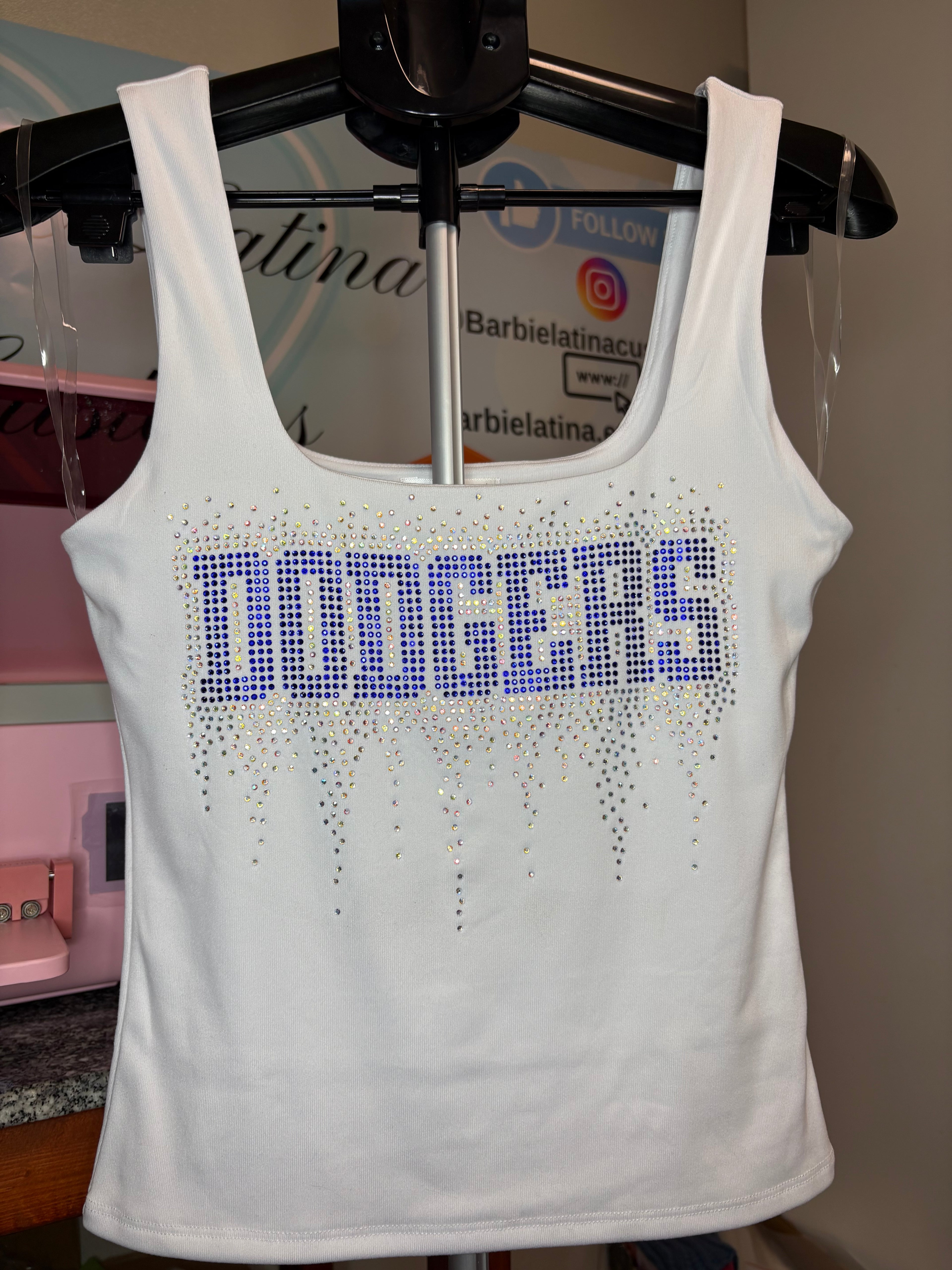 Dodgers Drip Rhinestones Tank Top