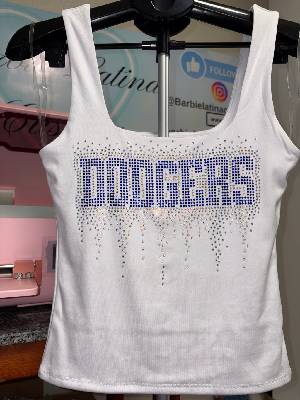 Dodgers Drip Rhinestones Tank Top