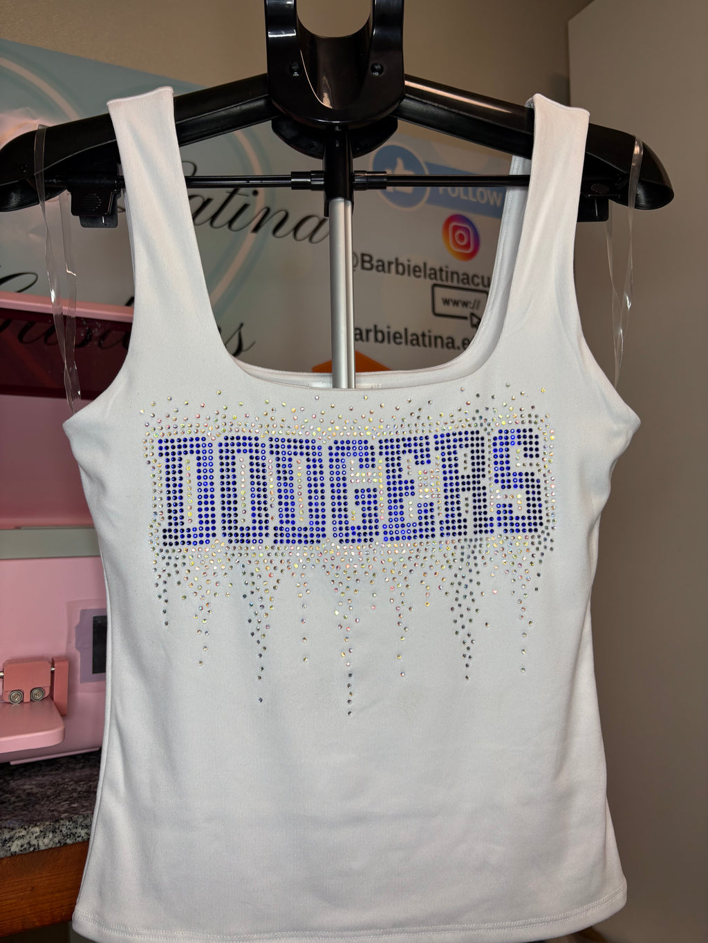 Dodgers Drip Rhinestones Tank Top