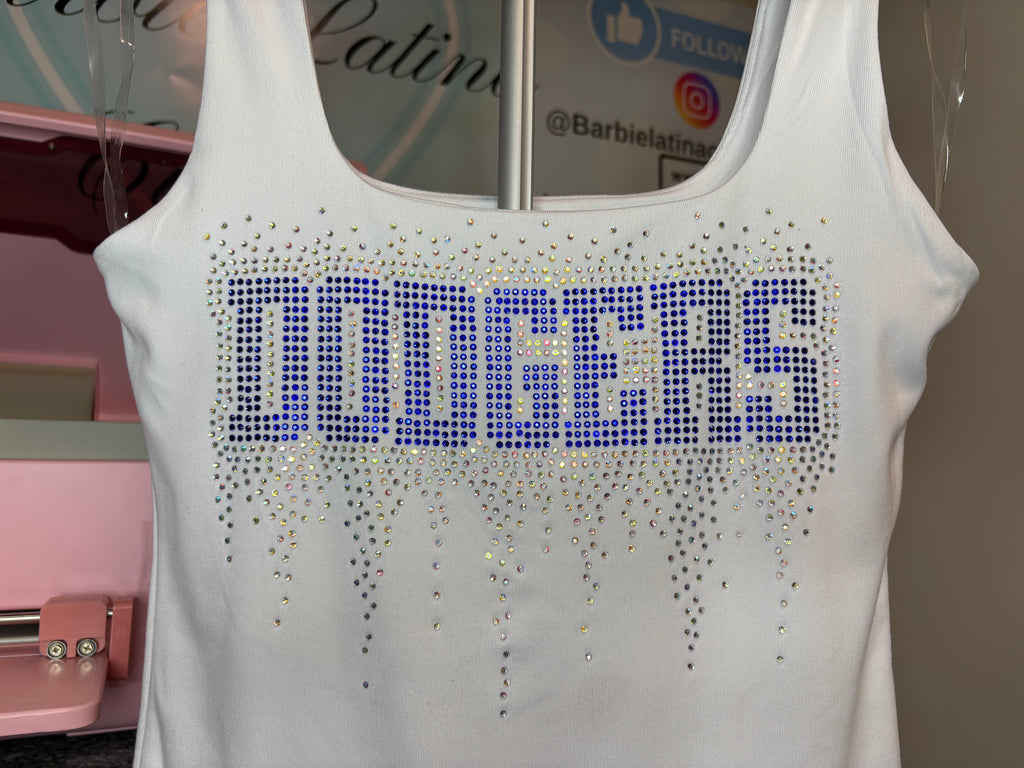 Dodgers Drip Rhinestones Tank Top