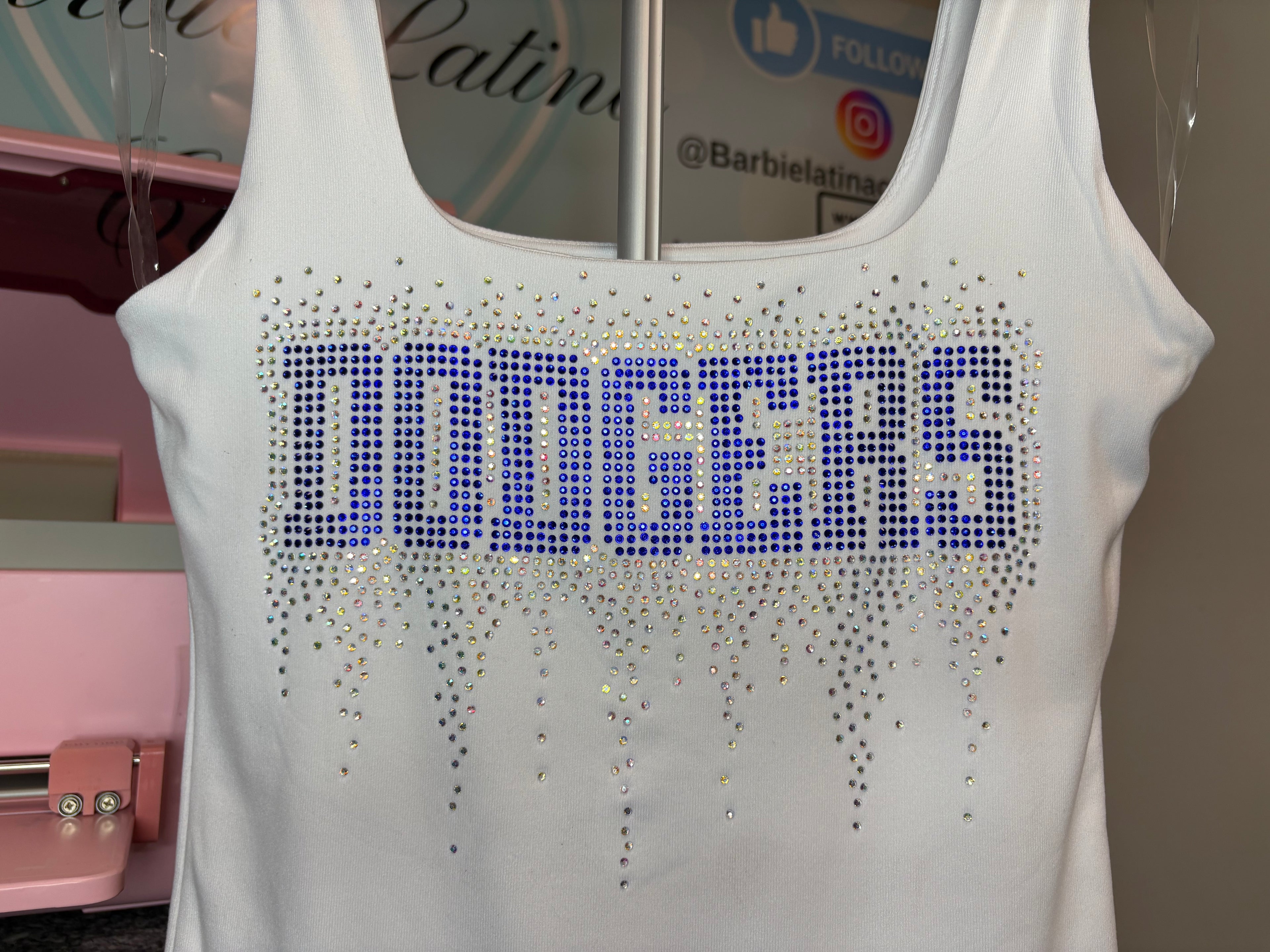 Dodgers Drip Rhinestones Tank Top