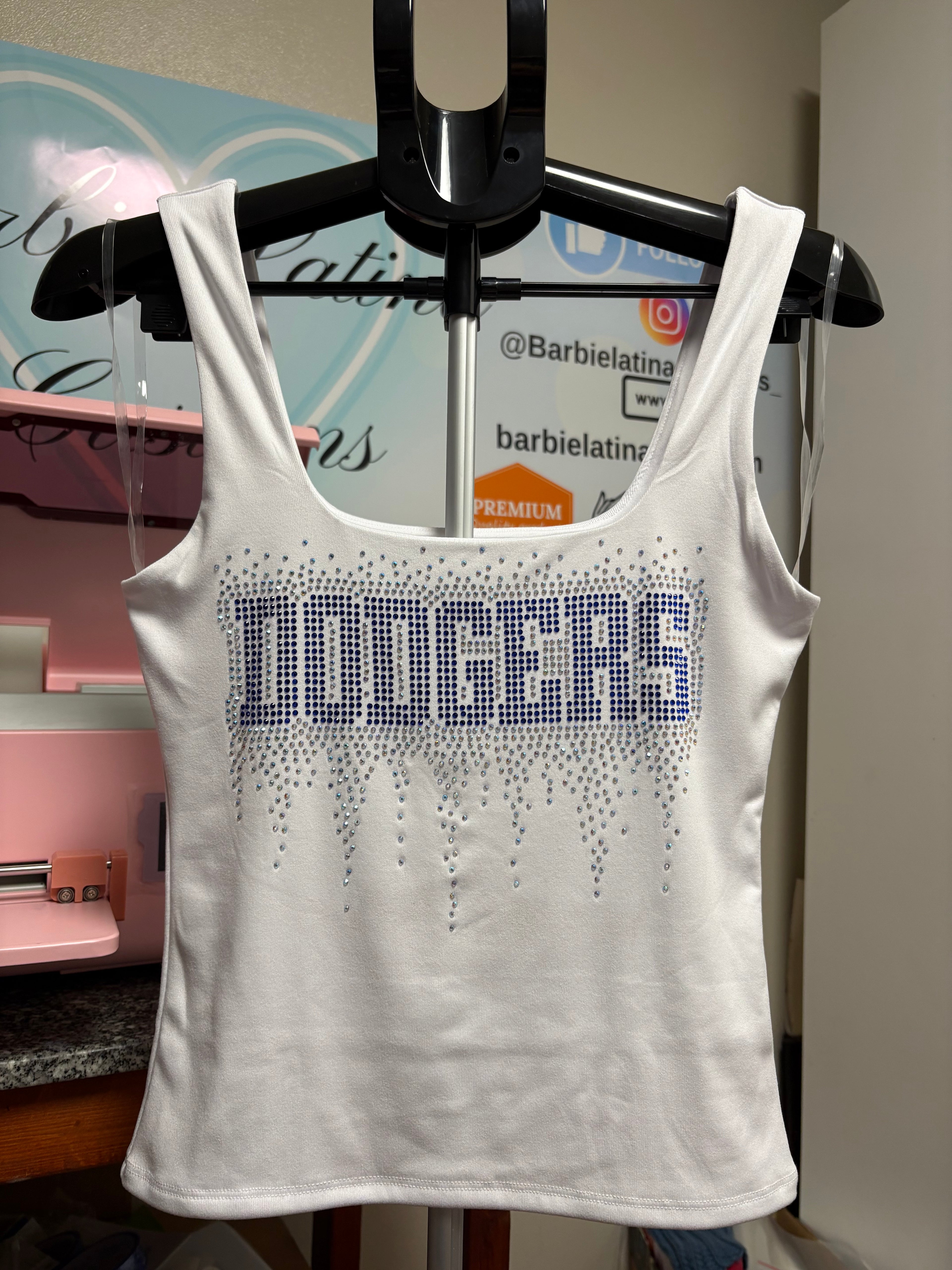 Dodgers Drip Rhinestones Tank Top