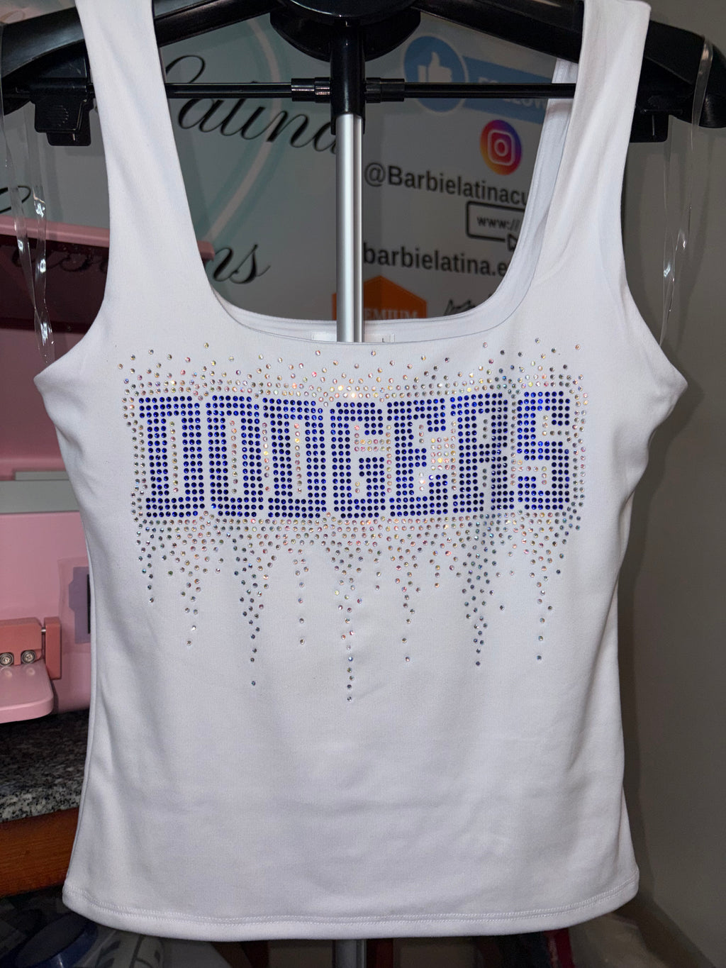 Dodgers Drip Rhinestones Tank Top