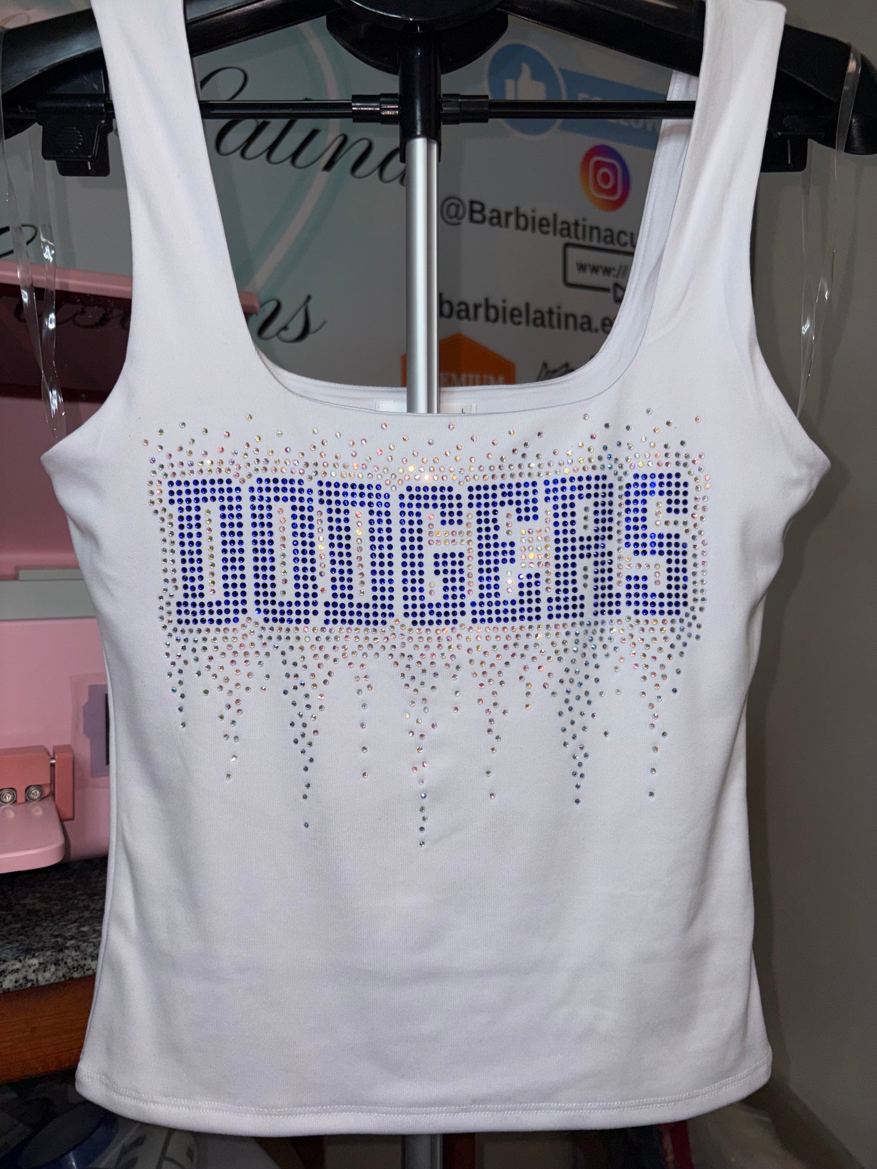 Dodgers Drip Rhinestones Tank Top
