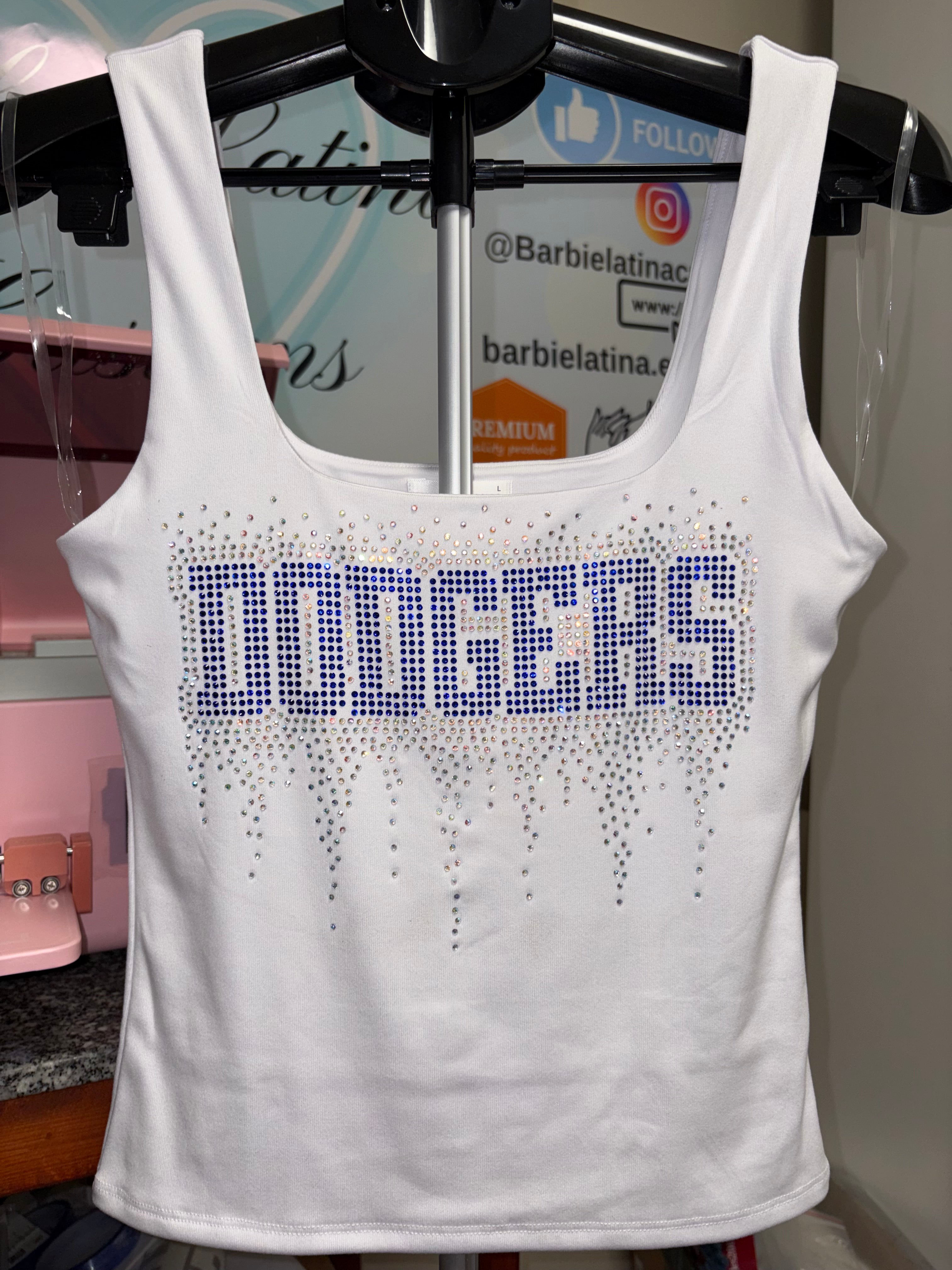 Dodgers Drip Rhinestones Tank Top