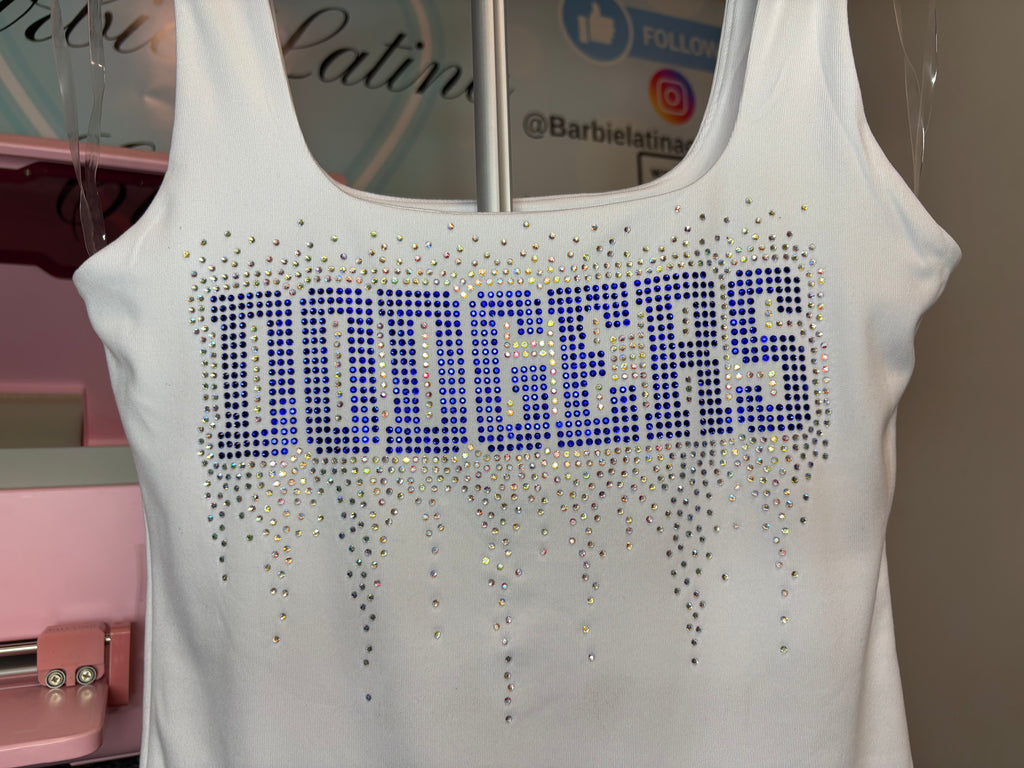 Dodgers Drip Rhinestones Tank Top