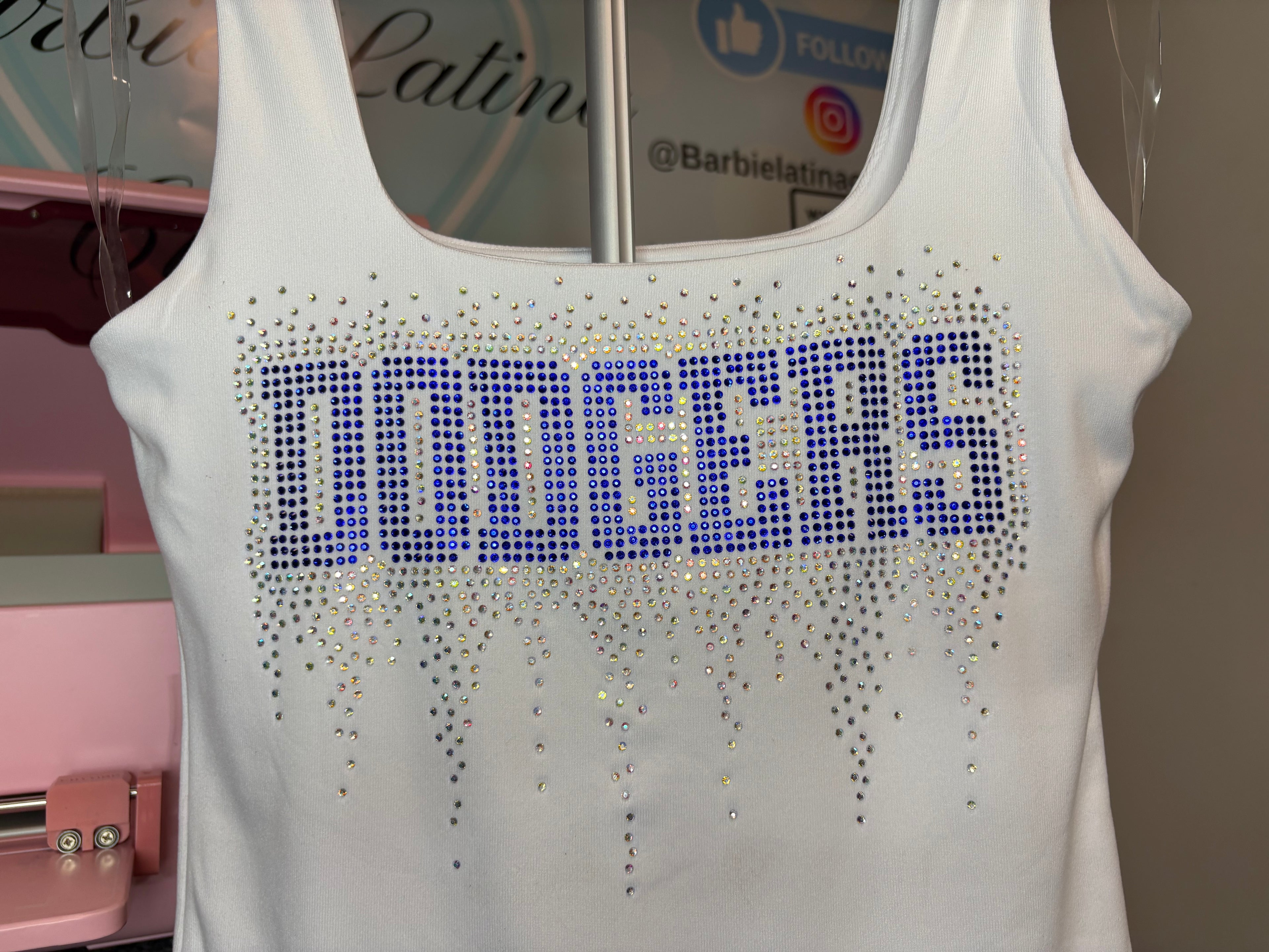 Dodgers Drip Rhinestones Tank Top