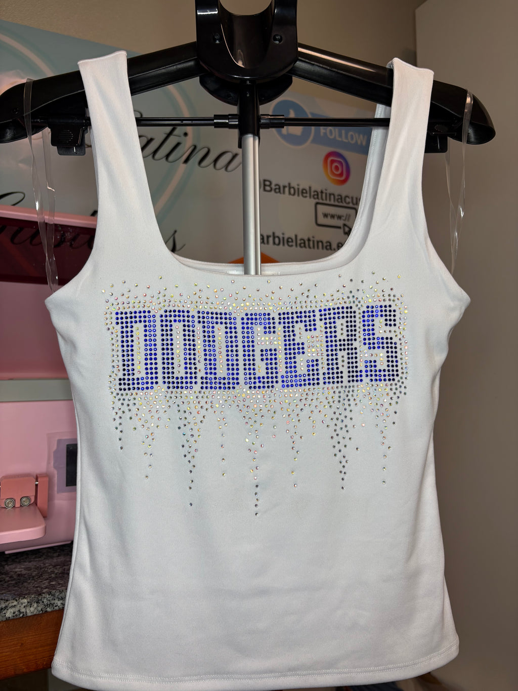 Dodgers Drip Rhinestones Tank Top