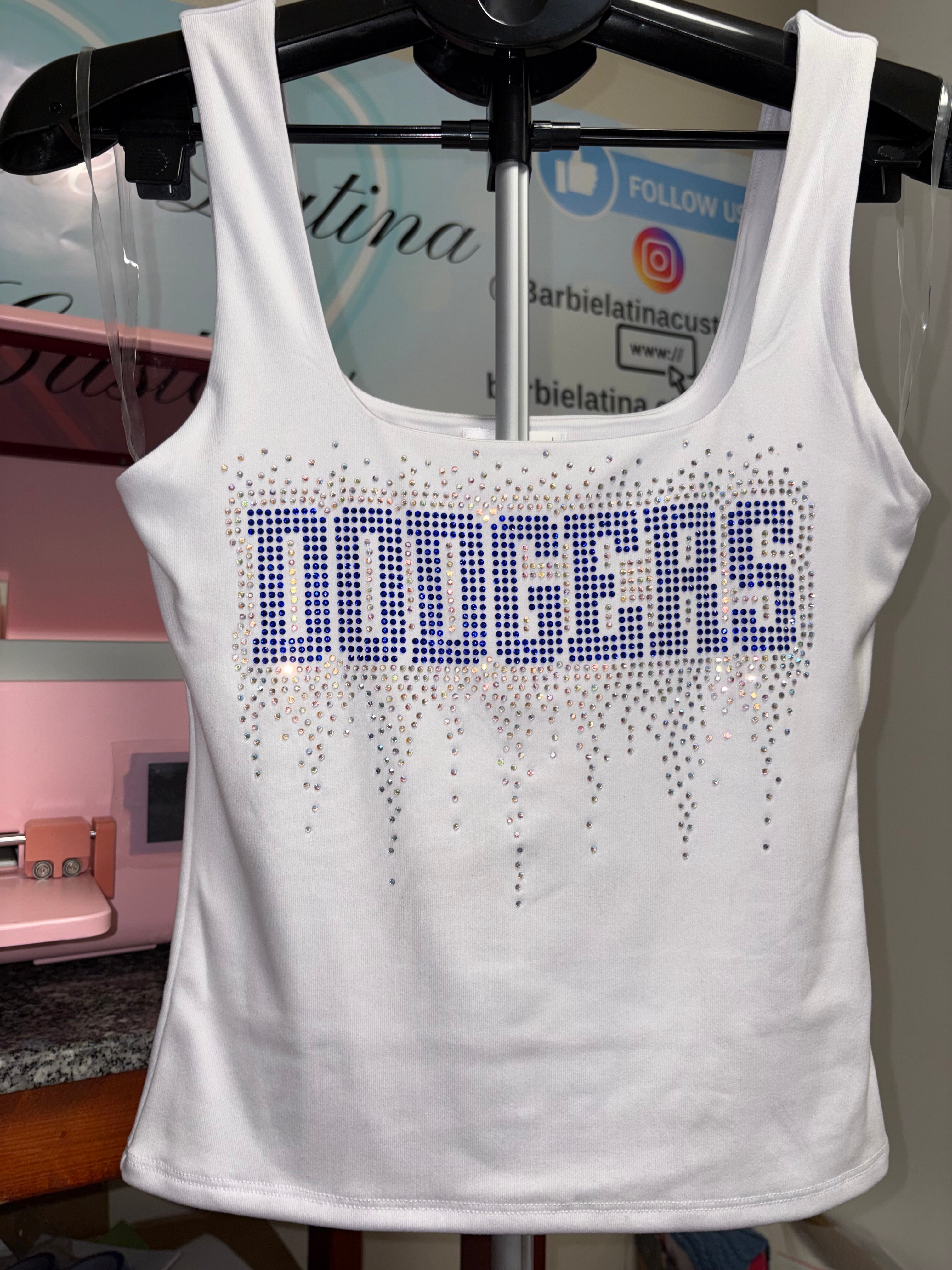 Dodgers Drip Rhinestones Tank Top