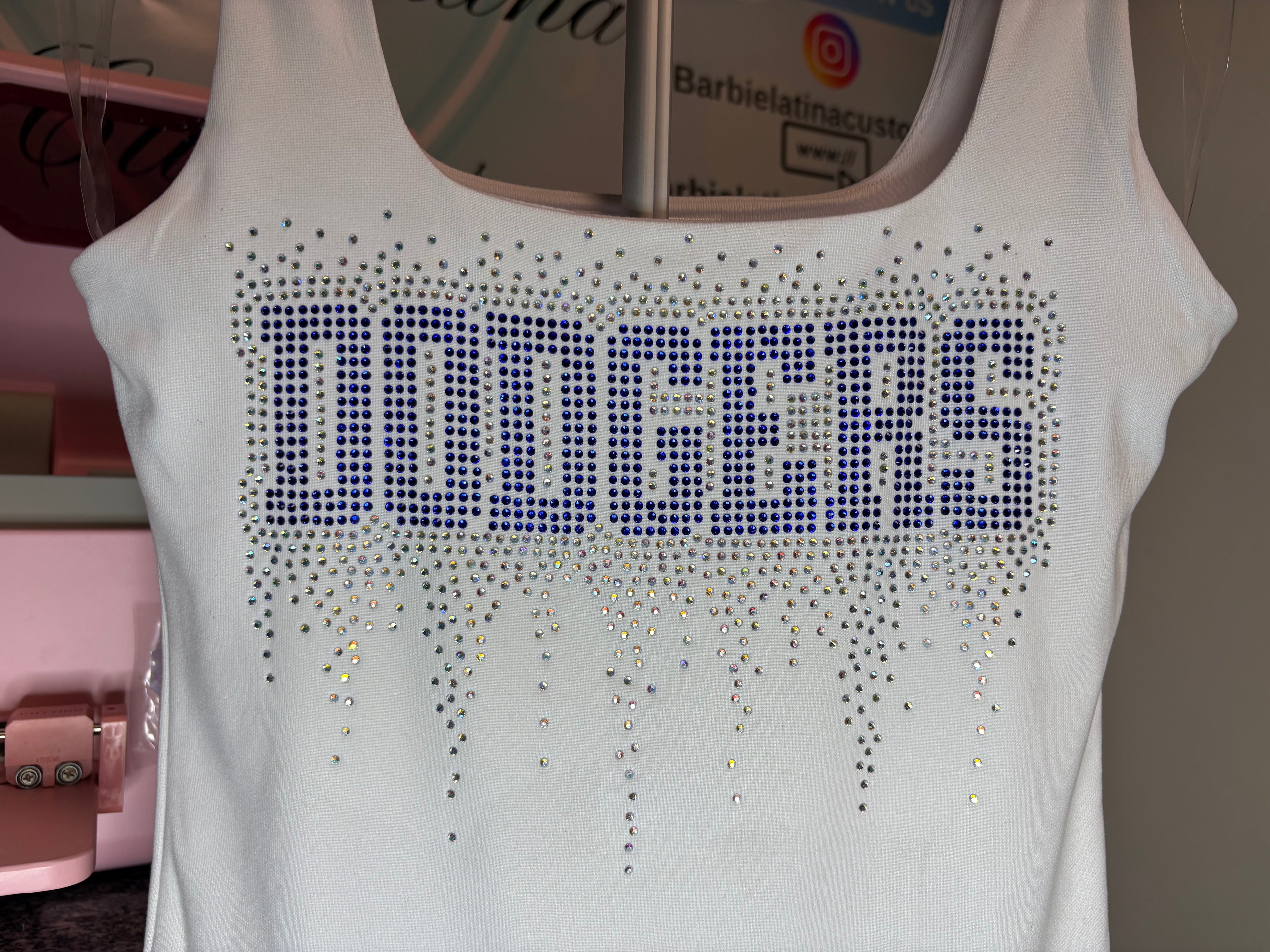 Dodgers Drip Rhinestones Tank Top