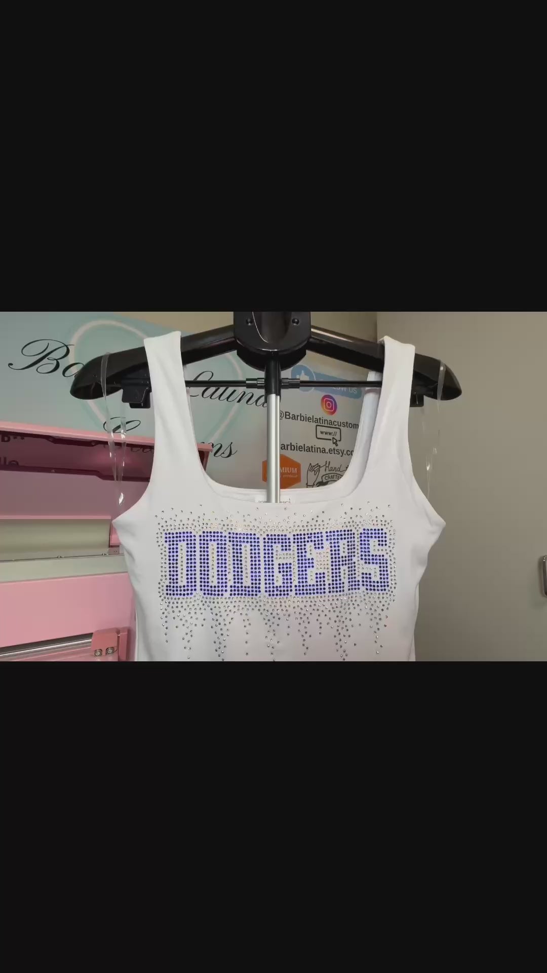 Dodgers Drip Rhinestones Tank Top